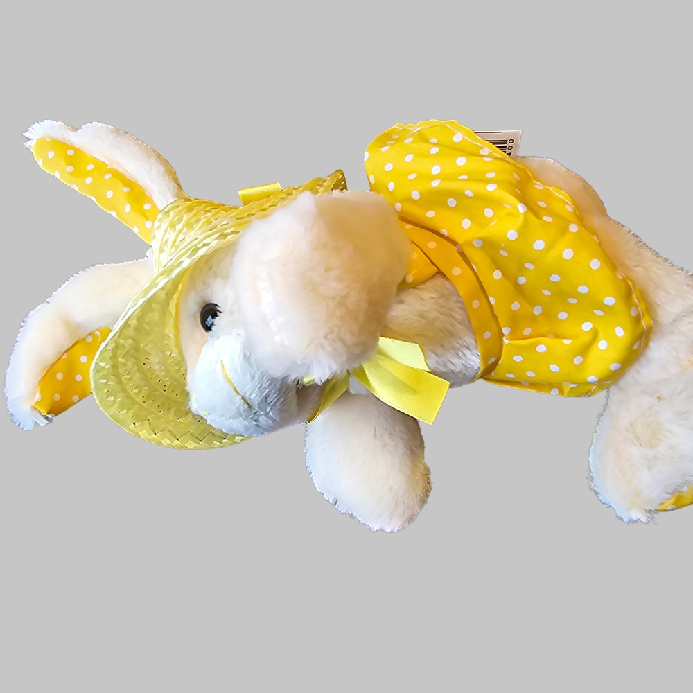 Adorable Yellow Polka Dot Bunny Plush Toy - Picture 4 of 16